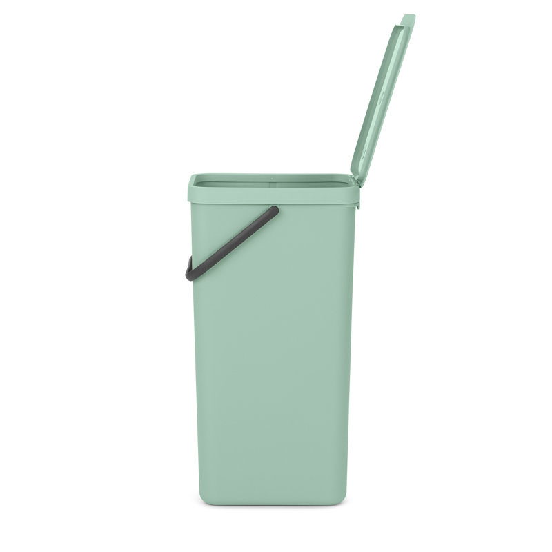 Jade Green Plastic Kitchen Recycling Bin with Removable Lid