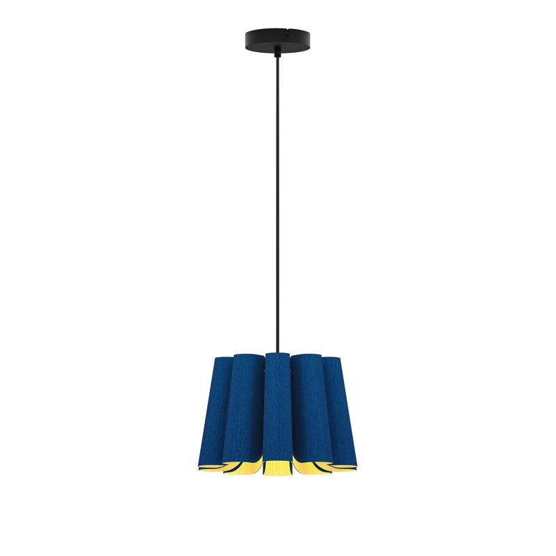 Blue Glass Mini Drum LED Pendant Light
