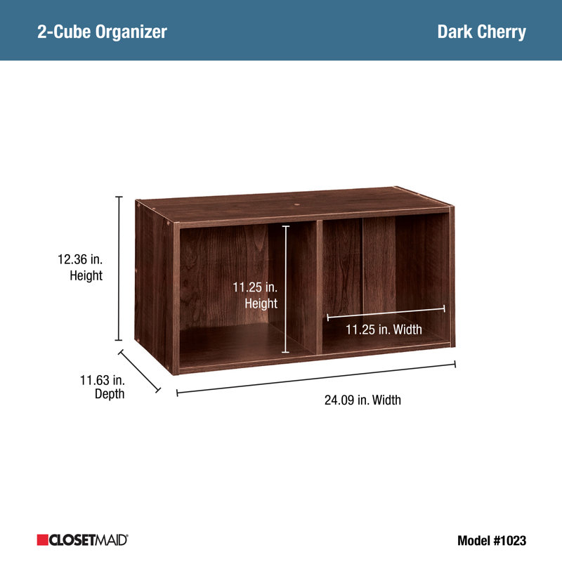 Dark Cherry 24.6" Laminated Wood 2-Cube Bookcase Organizer