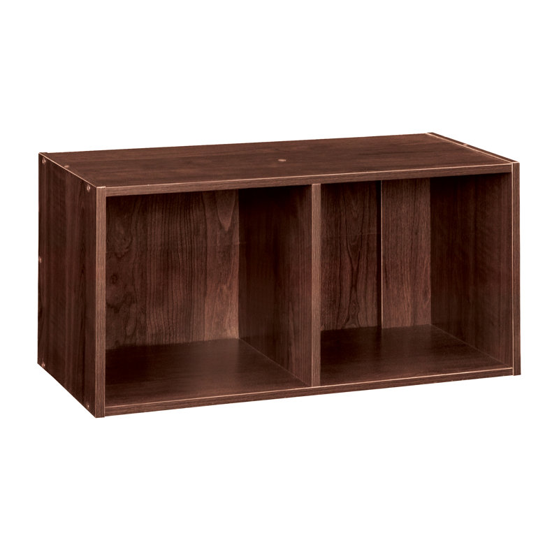 Dark Cherry 24.6" Laminated Wood 2-Cube Bookcase Organizer
