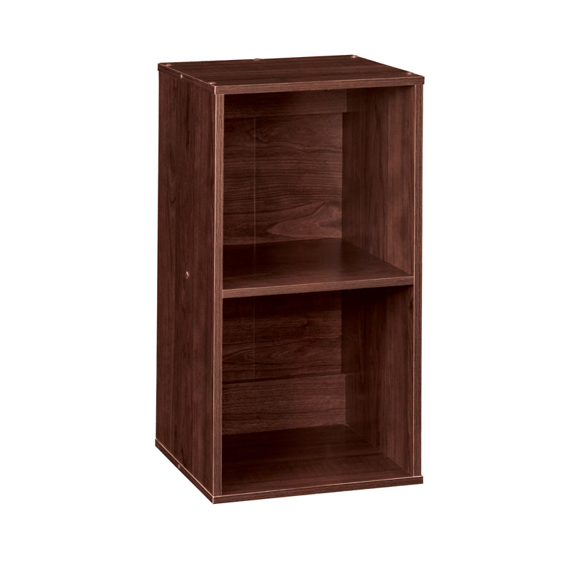 Dark Cherry 24.6" Laminated Wood 2-Cube Bookcase Organizer