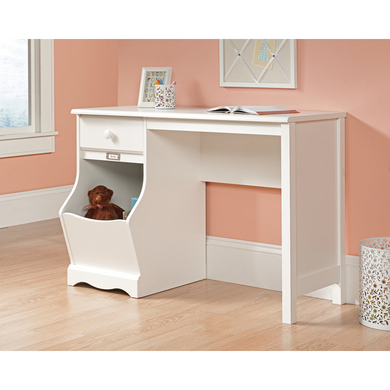 Soft White Versatile Child's Desk with Storage Drawer and Bin