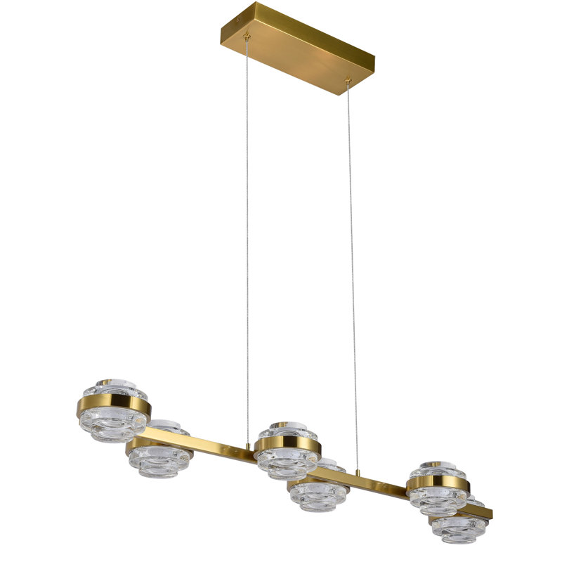 Milano Antique Brass 39-Inch 6-Light LED Linear Chandelier