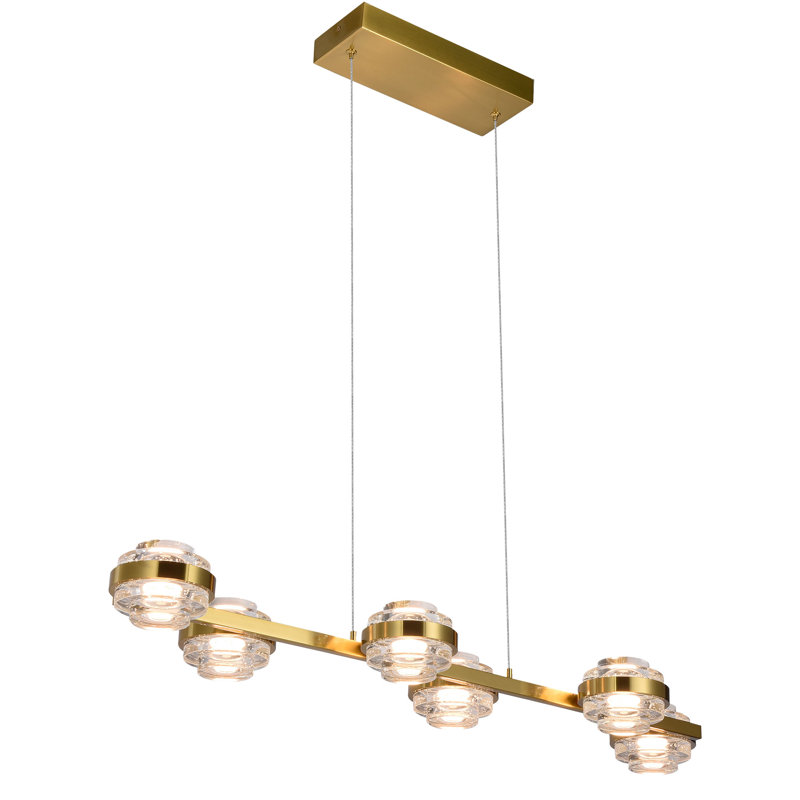 Milano Antique Brass 39-Inch 6-Light LED Linear Chandelier
