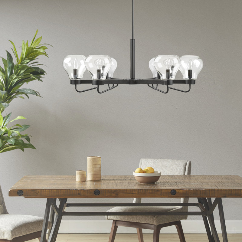 Devon Black 6-Light Chandelier with Clear Glass Shades