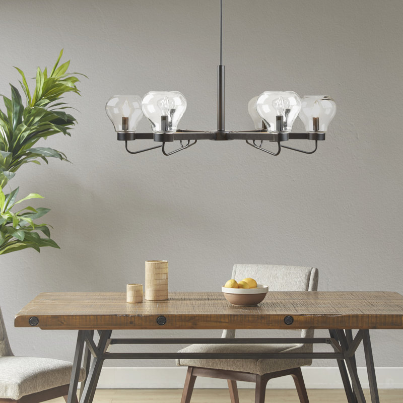 Devon Black 6-Light Chandelier with Clear Glass Shades