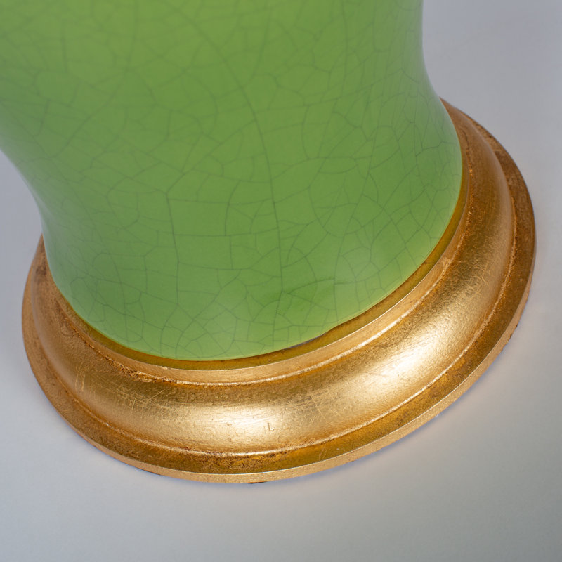 Amelie Green Ceramic Table Lamp with Cream Silk Shade