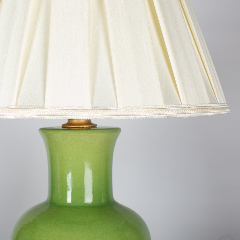 Amelie Green Ceramic Table Lamp with Cream Silk Shade