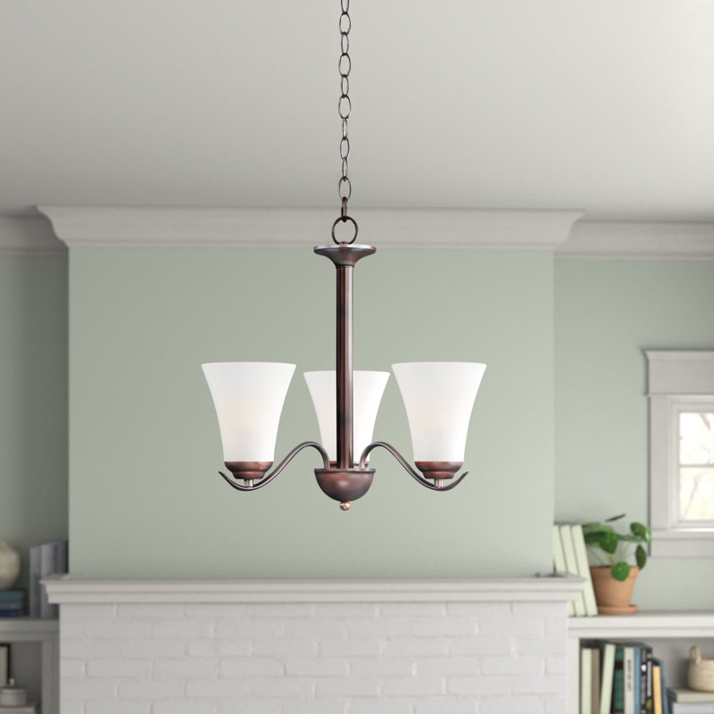 Oil Rubbed Bronze 3-Light Chandelier with Frosted Glass Shades