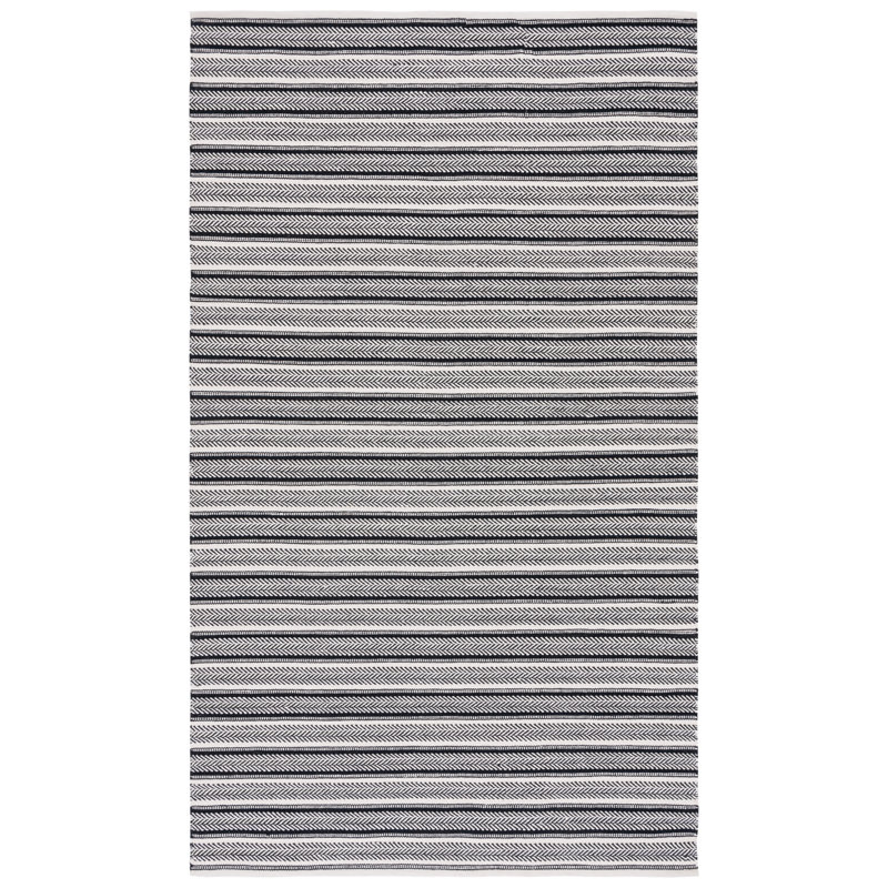 Coastal Montauk Black and Ivory Handwoven Wool-Cotton Rug 5' x 8'