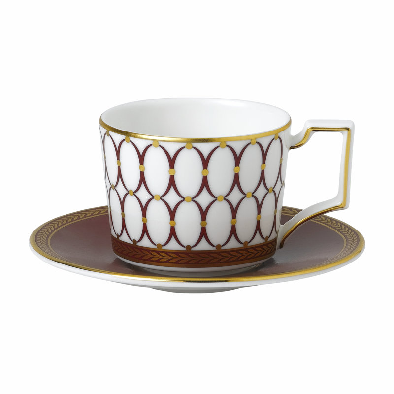 Renaissance Red Porcelain Espresso Cup & Saucer