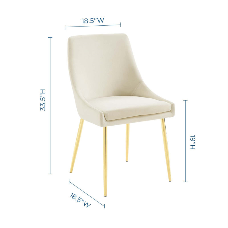 Elegant Gold and Ivory Velvet Upholstered Dining Chair