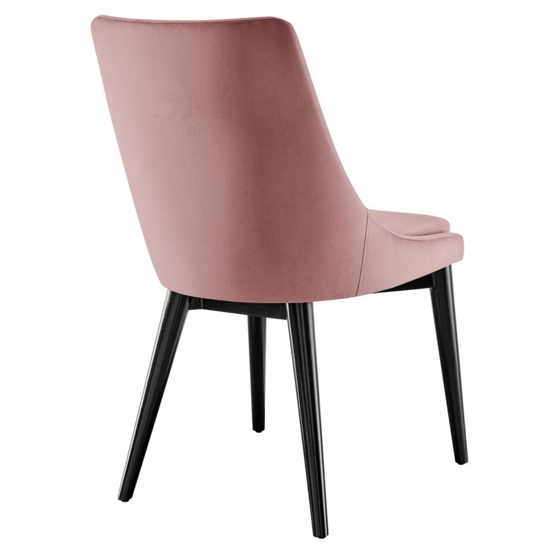 Dusty Rose Velvet & Wood Vintage Modern Dining Chair