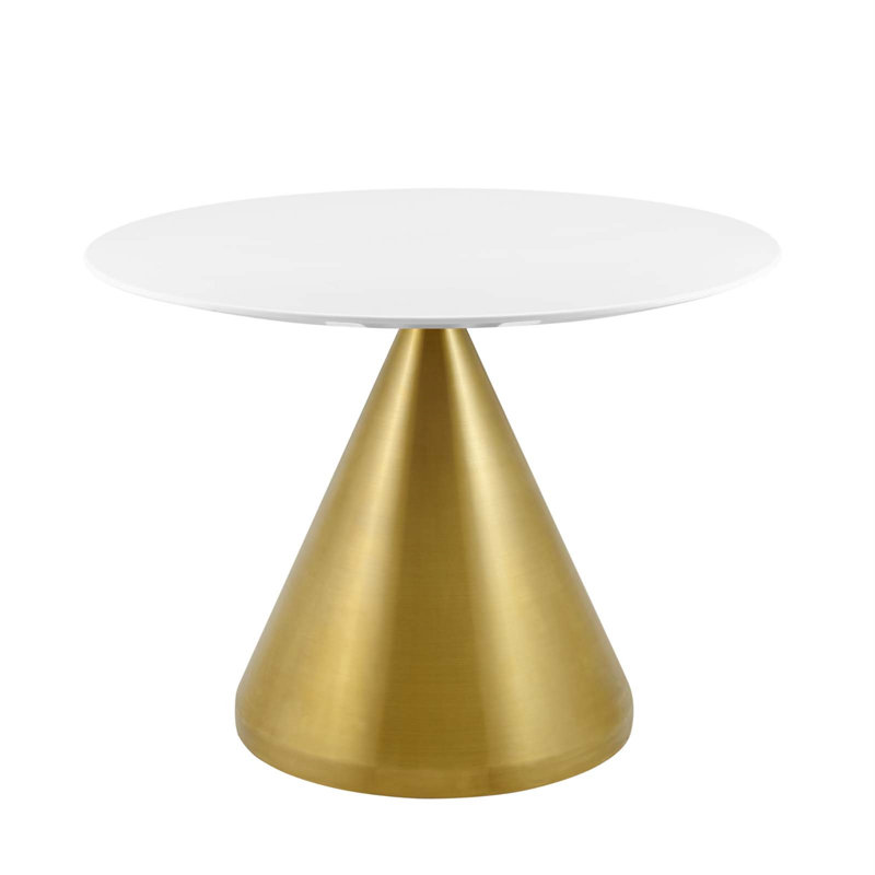 Tupelo 36" White Marble and Wood Dining Table
