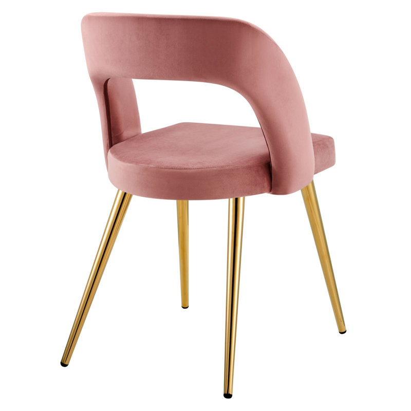 Elegant Dusty Rose Velvet Side Chair with Gold Metal Legs