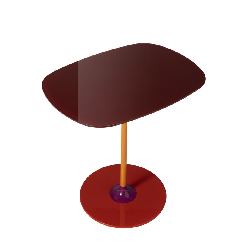 Burgundy Square Metal & Glass Petite Designer Table