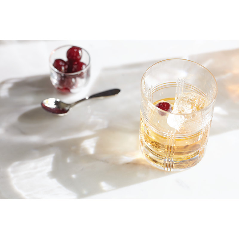 Clear Geometric Crystal Old Fashioned Glass Set of 4