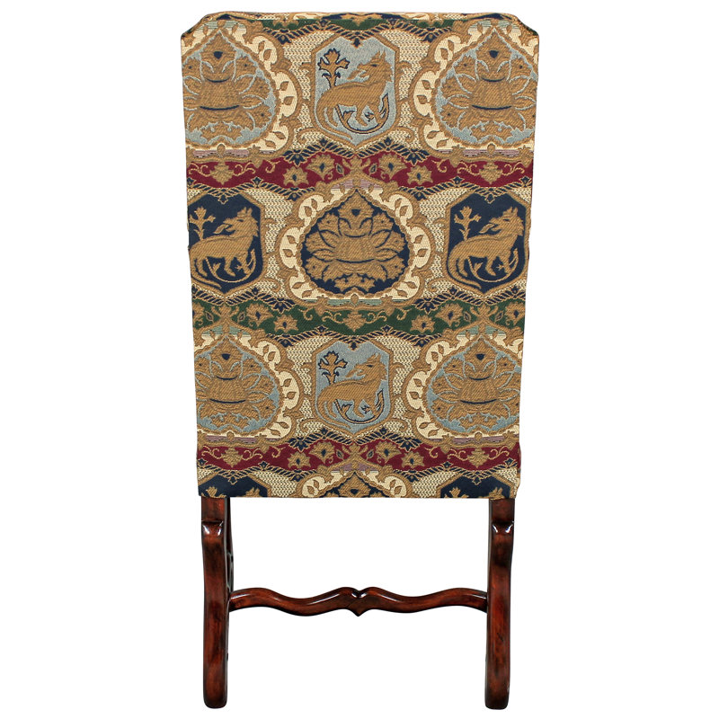 Mahogany High Back Upholstered Arm Chair