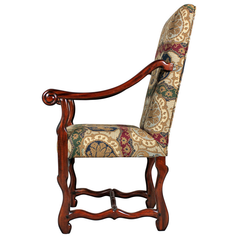 Mahogany High Back Upholstered Arm Chair