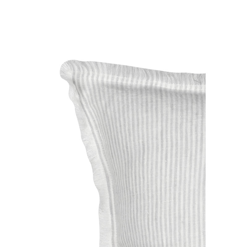 Light Gray and White Linen Feather Throw Pillow