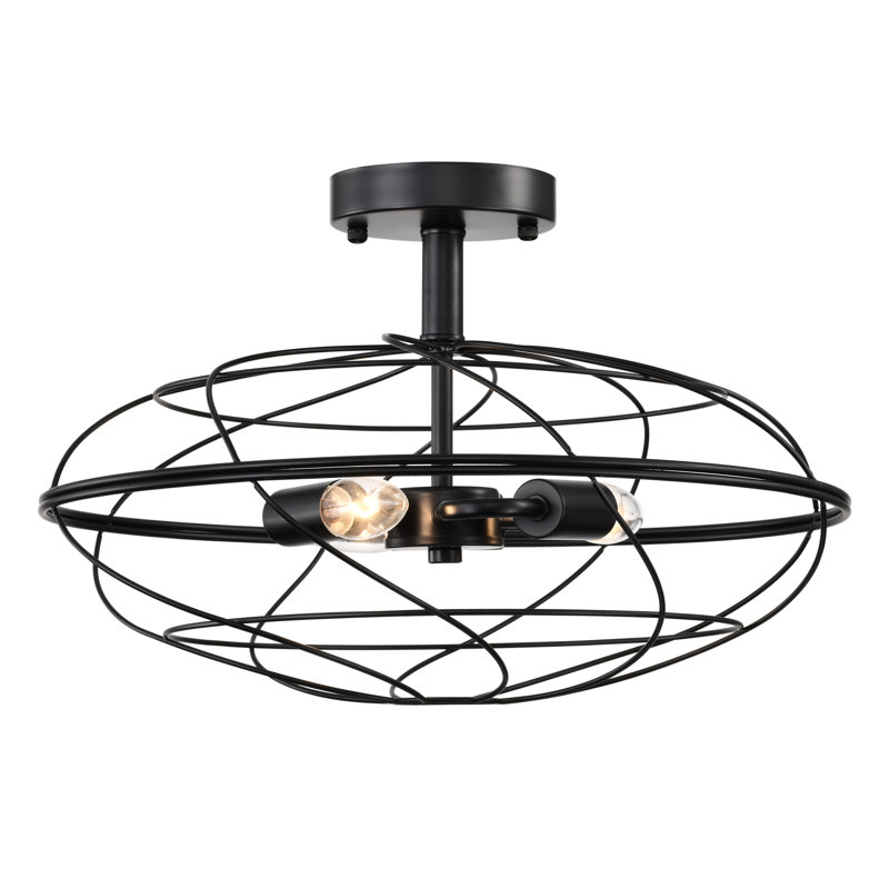 Matte Black Modern 3-Light Semi-Flush Mount Ceiling Light