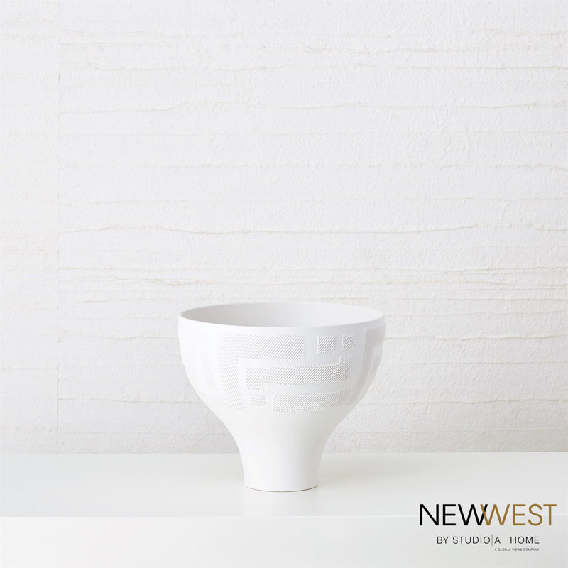 Ancestral Pueblo-Inspired Matte White Ceramic Decor Bowl