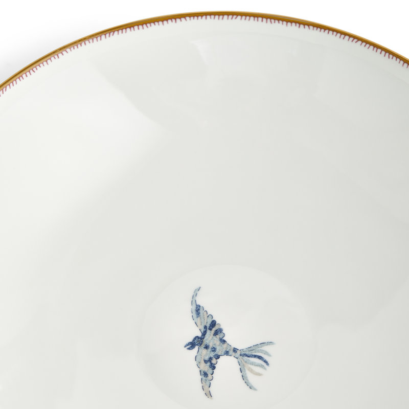 Mythical Creatures 9.6" White Ceramic Serving Bowl