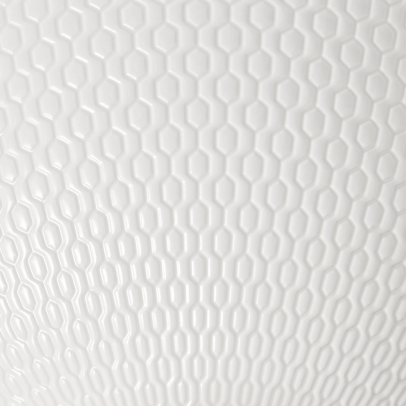White Embossed Ceramic Geometric Cereal Bowl