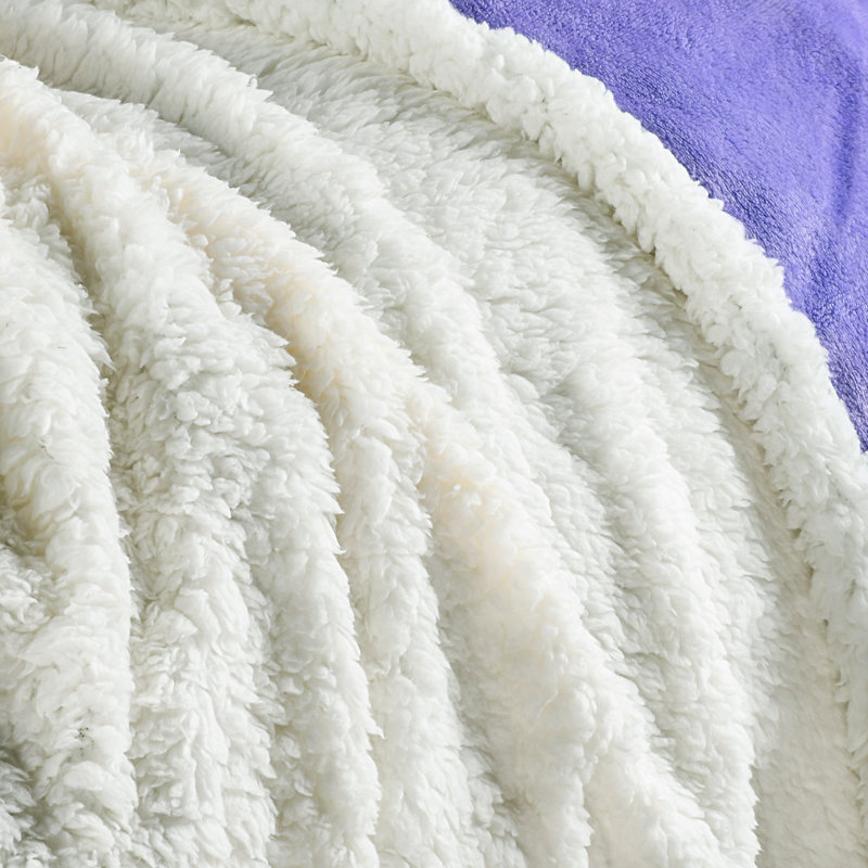 Catalonia Dark Gray Sherpa Fleece Reversible Throw Blanket 50x60 inches