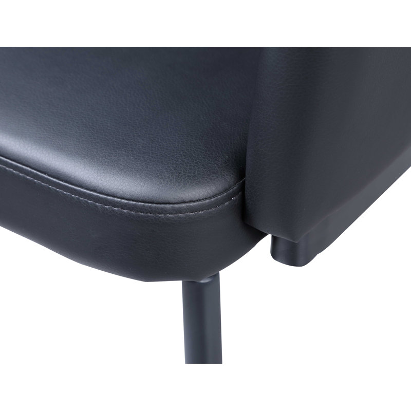 Black Faux Leather Swivel Club Arm Chair with Steel Legs