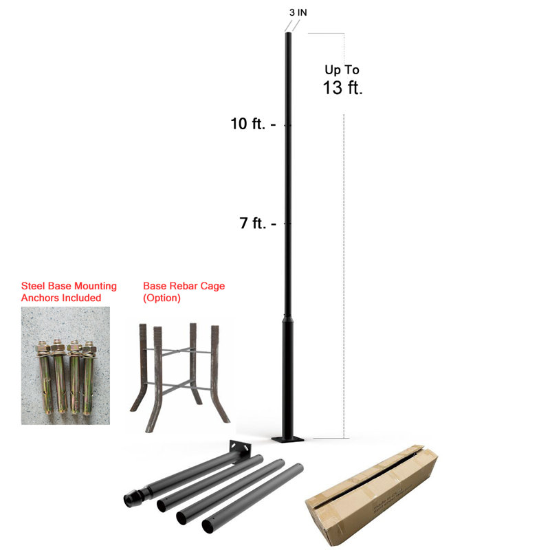 Elegant Black Extendable Outdoor Light Post with Powder Coated Finish