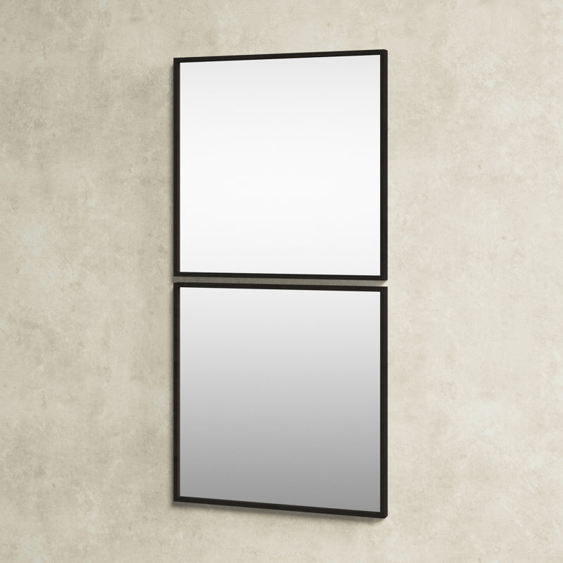 Contemporary Black Wood Rectangular Wall Mirror 24"