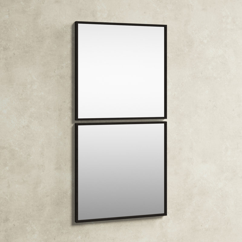 Contemporary Black Wood Rectangular Wall Mirror 24"