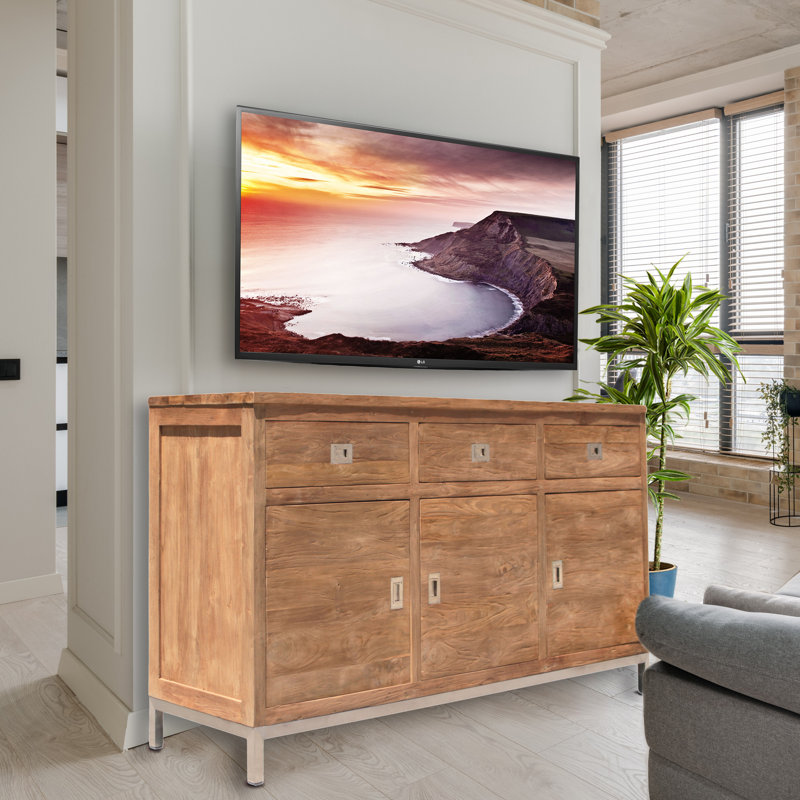 Stella 69'' Recycled Teak Buffet with Stainless Steel Accents