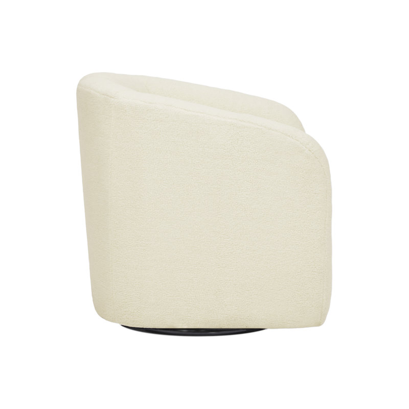 30.5'' Ivory Swivel Barrel Accent Chair with Wood Base