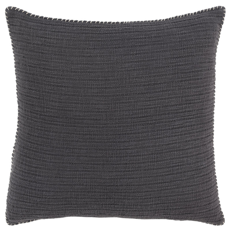 Charcoal Gray Woven Cotton Throw Pillow 22" x 22"