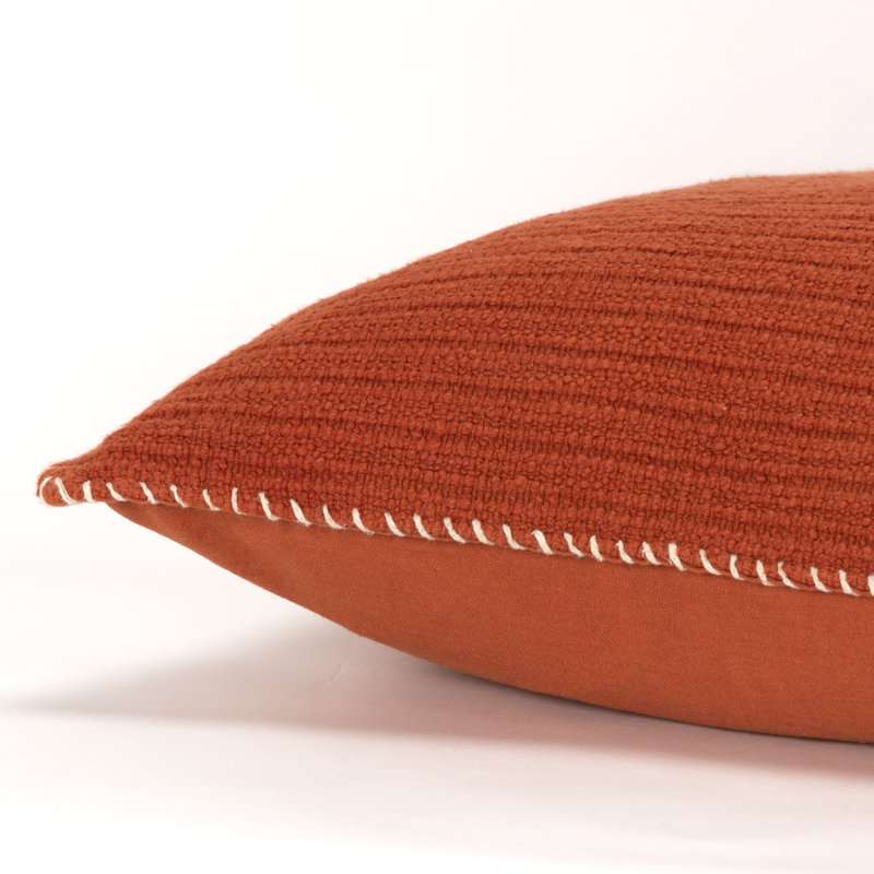 22-Inch Burnt Orange Cotton Throw Pillow with Whipstitch Flange