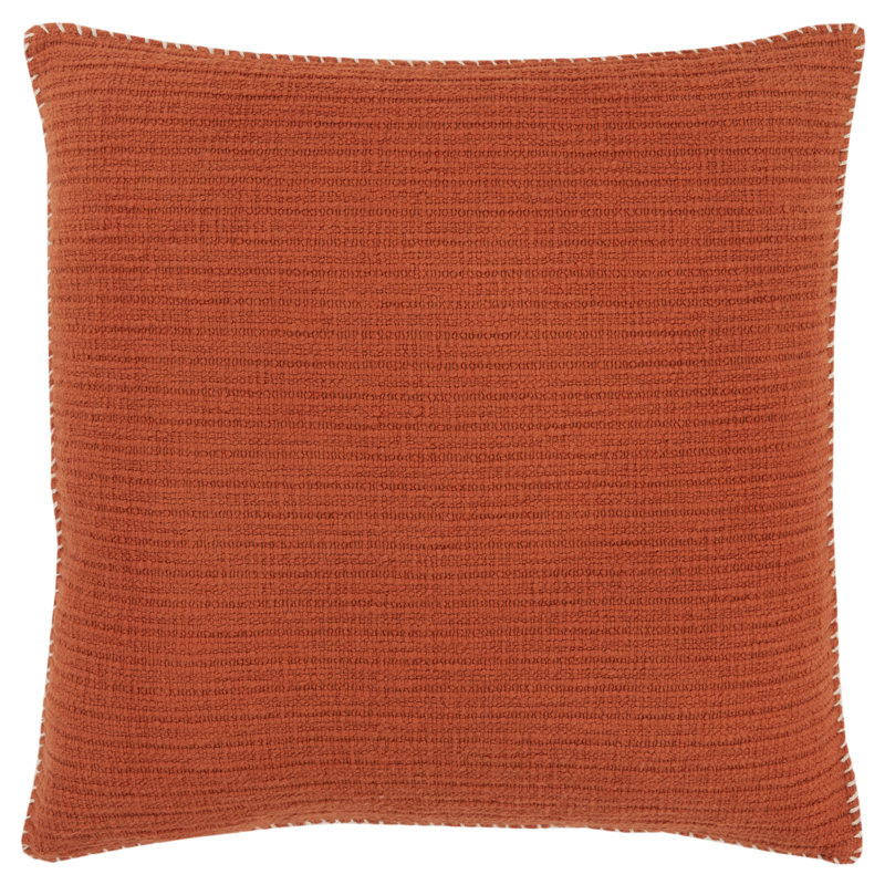 22-Inch Burnt Orange Cotton Throw Pillow with Whipstitch Flange