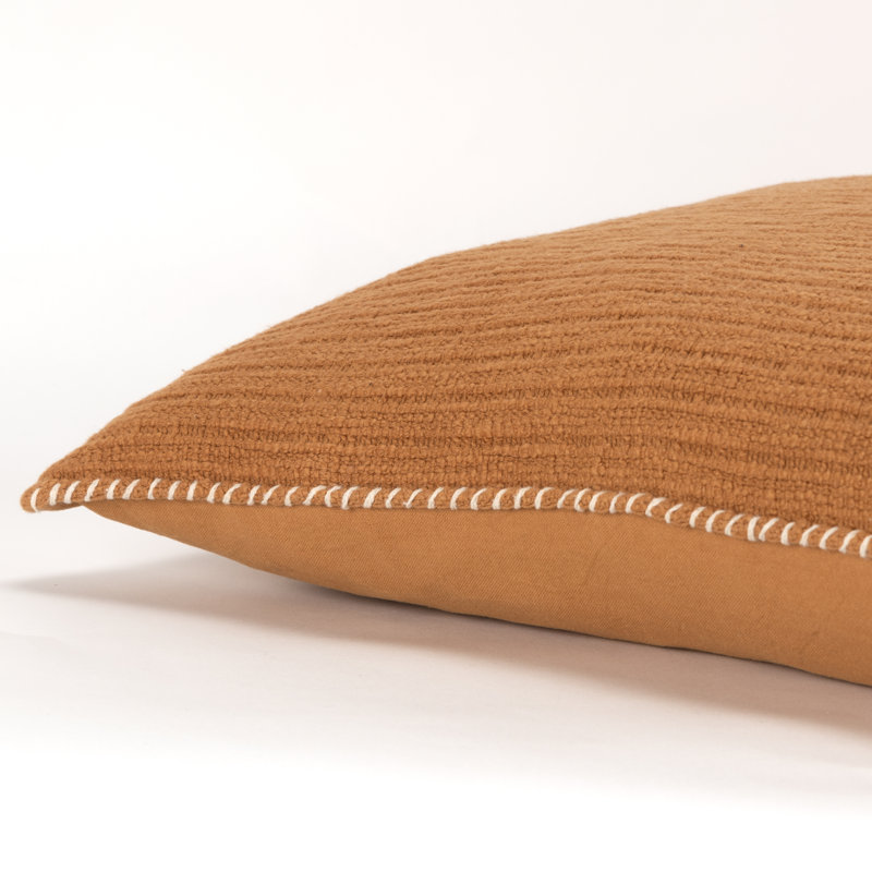 Pumpkin Cotton 22" Woven Throw Pillow with Whipstitch Flange