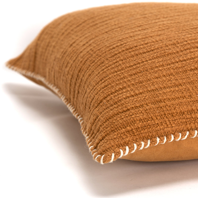 Pumpkin Cotton 22" Woven Throw Pillow with Whipstitch Flange