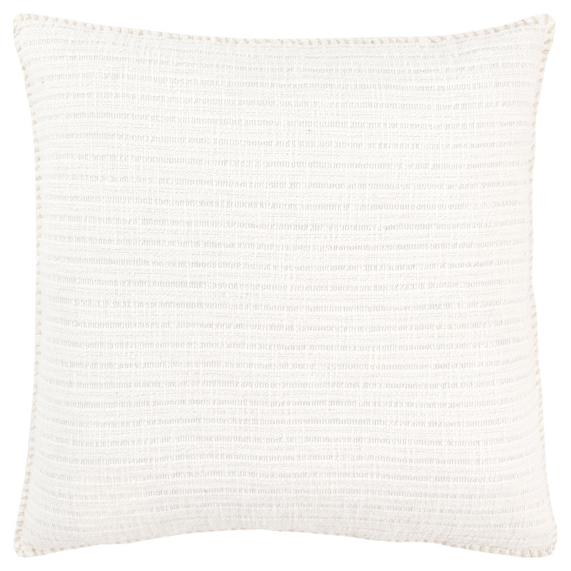 22-Inch White Cotton Square Throw Pillow