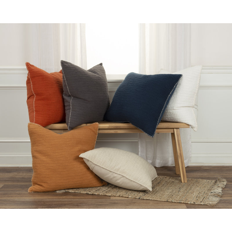 22-Inch Burnt Orange Cotton Throw Pillow with Whipstitch Flange