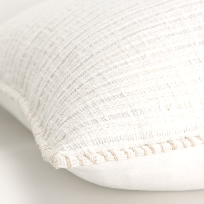 22-Inch White Cotton Square Throw Pillow
