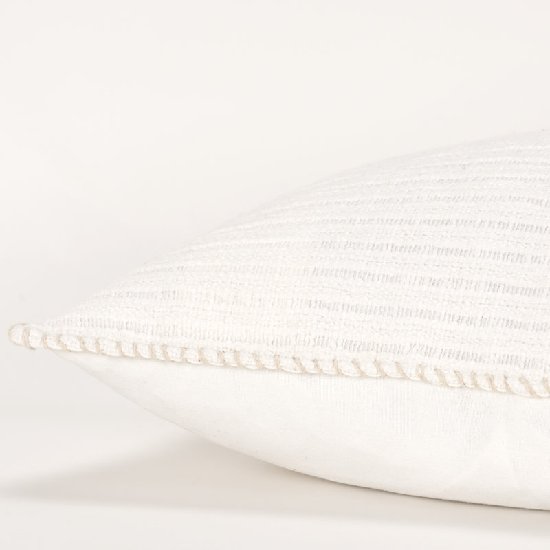 22-Inch White Cotton Square Throw Pillow