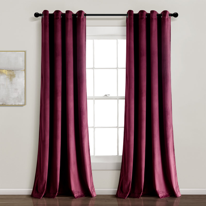 Plum Velvet Blackout Grommet Window Curtain Panel