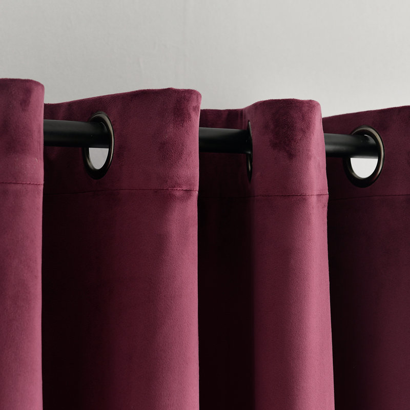 Plum Velvet Blackout Grommet Window Curtain Panel
