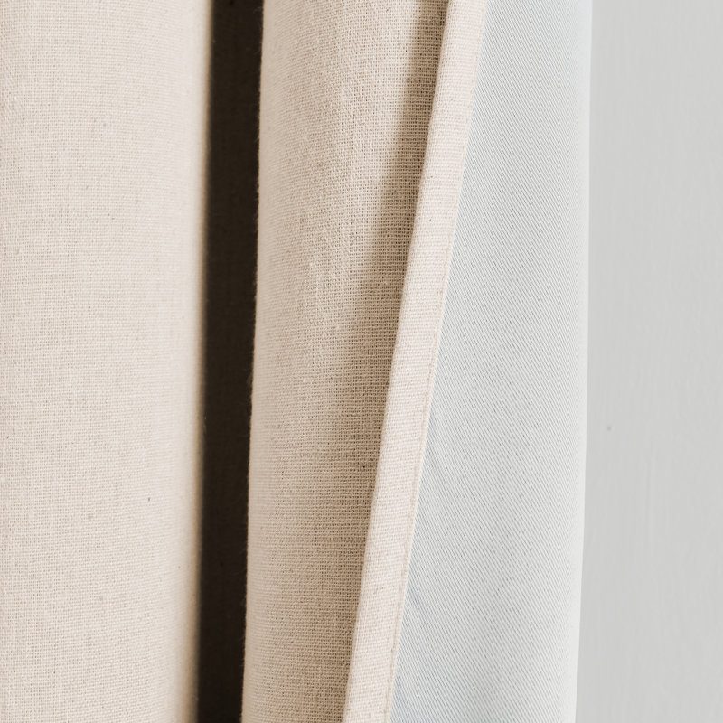 Dark Linen Grommet Blackout Cotton Blend Curtain Panel