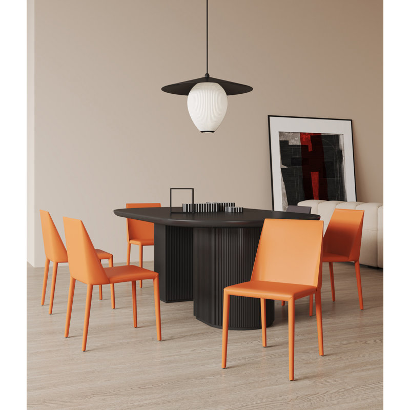 Coral Leather Upholstered Metal Side Chair, 21" High