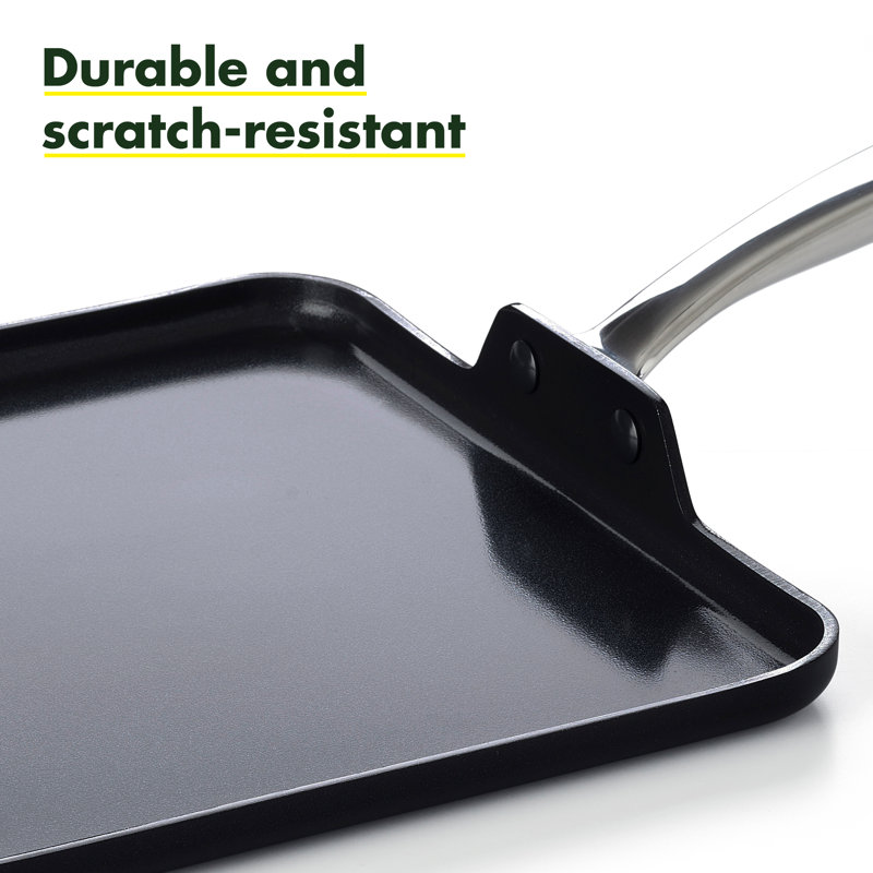 Black Ceramic Nonstick 11" Griddle Pan with Stainless Steel Handle