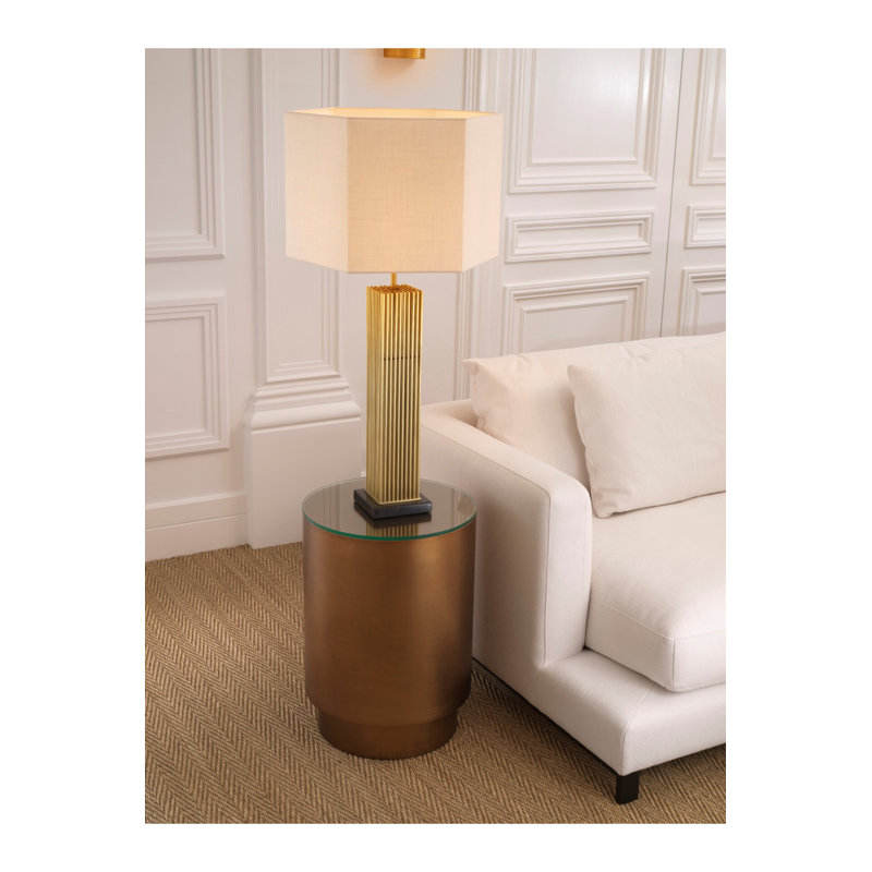 Edison White and Antique Brass Table Lamp with Marble Base